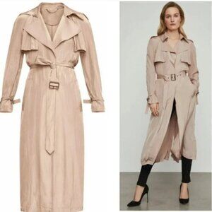 BCBG Draped Belted Trench Coat (MaxAzria) - Dusty Rose - XS